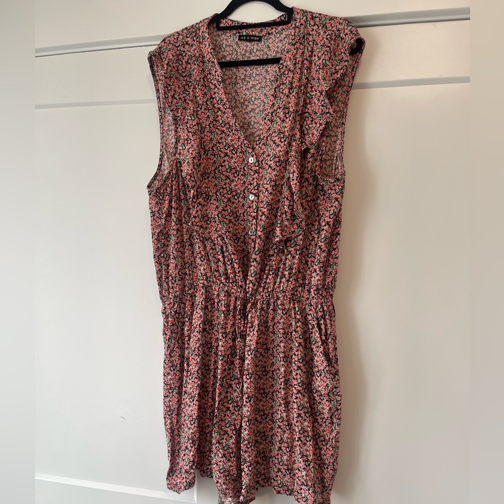 As U Wish Pink Floral Sleeveless Romper